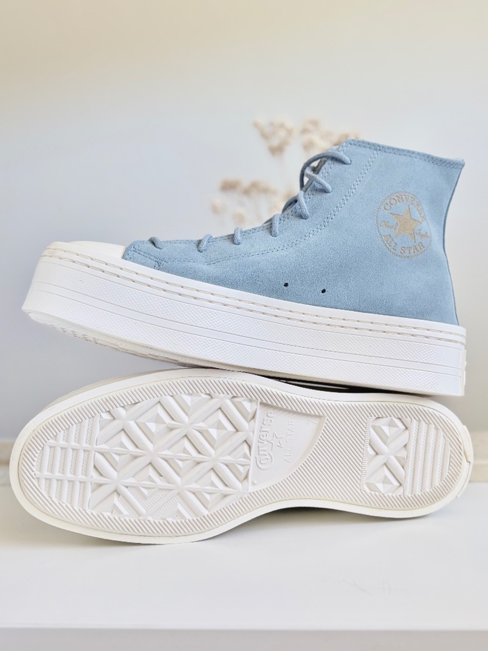 Converse Chuck Taylor Modern Lift Platform BLUE Suede Leather Fleece Lining